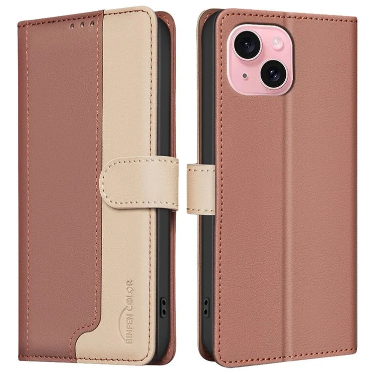 BINFEN COLOR BF33 For iPhone 15 Case Splicing Color Phone Cover RFID Blocking