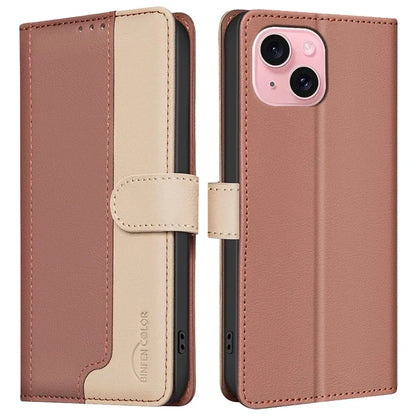 BINFEN COLOR BF33 For iPhone 15 Case Splicing Color Phone Cover RFID Blocking