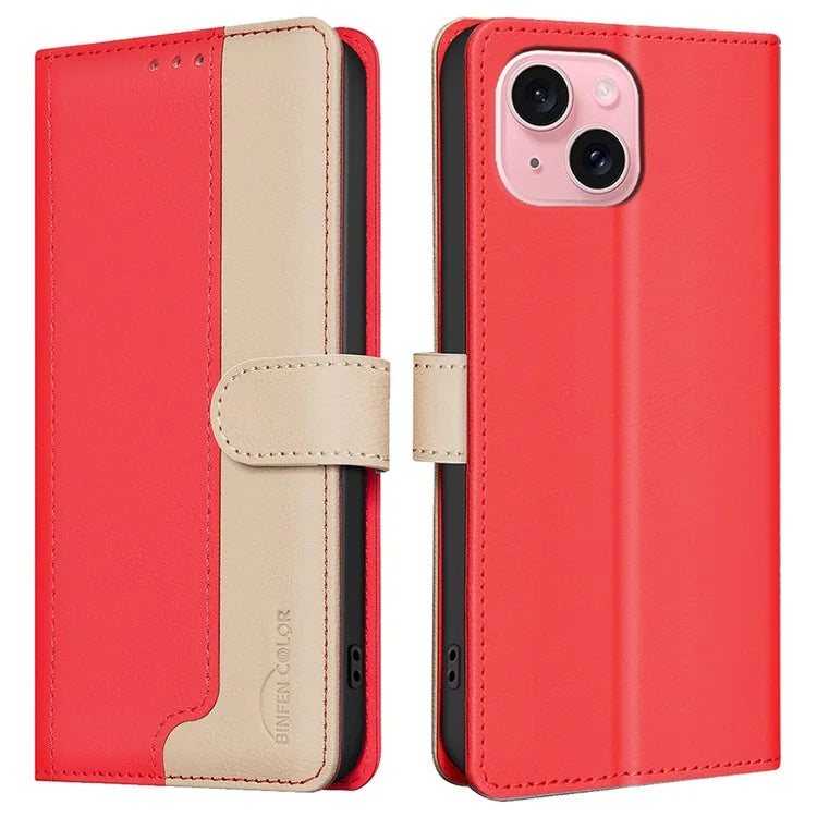 BINFEN COLOR BF33 For iPhone 15 Case Splicing Color Phone Cover RFID Blocking
