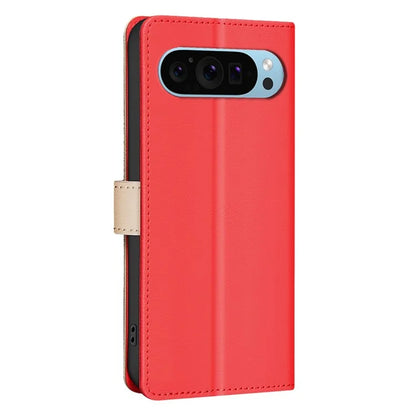 BINFEN COLOR BF33 For Google Pixel 9 Case Color Splicing Leather Cover with RFID Blocking