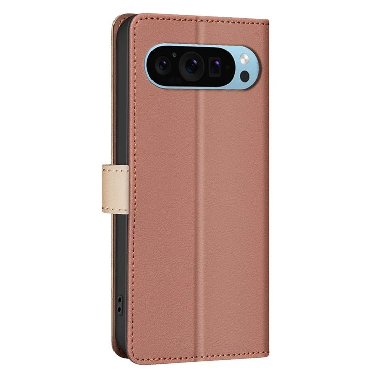 BINFEN COLOR BF33 For Google Pixel 9 Case Color Splicing Leather Cover with RFID Blocking