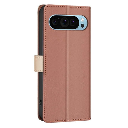 BINFEN COLOR BF33 For Google Pixel 9 Case Color Splicing Leather Cover with RFID Blocking