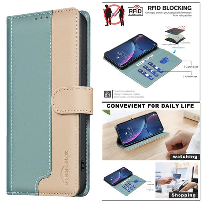 BINFEN COLOR BF33 For Google Pixel 9 Case Color Splicing Leather Cover with RFID Blocking