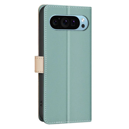 BINFEN COLOR BF33 For Google Pixel 9 Case Color Splicing Leather Cover with RFID Blocking