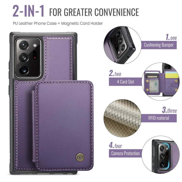 JEEHOOD J05 For Samsung Galaxy Note20 Ultra / Note20 Ultra 5G Case Detachable Card Bag