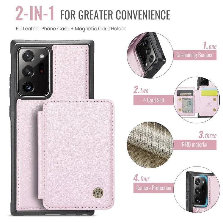 JEEHOOD J05 For Samsung Galaxy Note20 Ultra / Note20 Ultra 5G Case Detachable Card Bag
