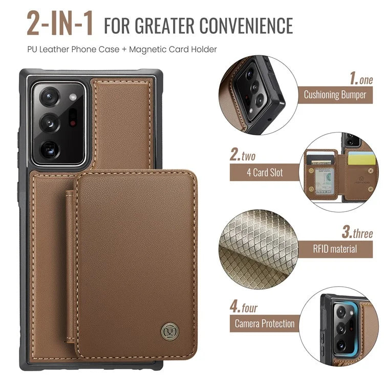 JEEHOOD J05 For Samsung Galaxy Note20 Ultra / Note20 Ultra 5G Case Detachable Card Bag