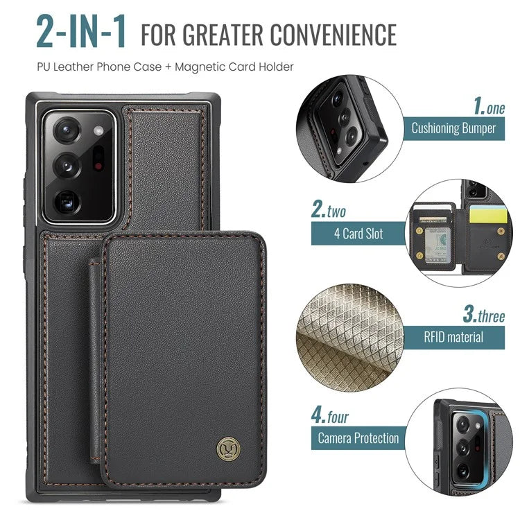 JEEHOOD J05 For Samsung Galaxy Note20 Ultra / Note20 Ultra 5G Case Detachable Card Bag