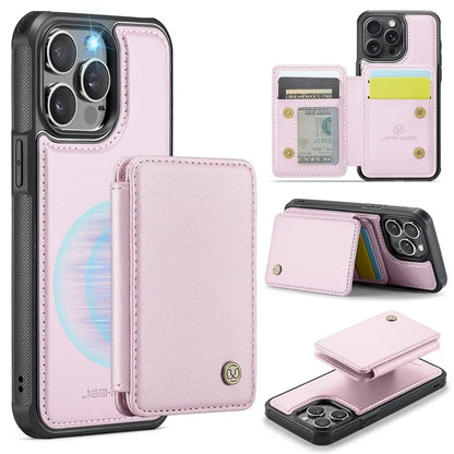 JEEHOOD J05 For iPhone 13 Pro Max Case RFID Blocking Card Bag Leather+TPU Phone Cover