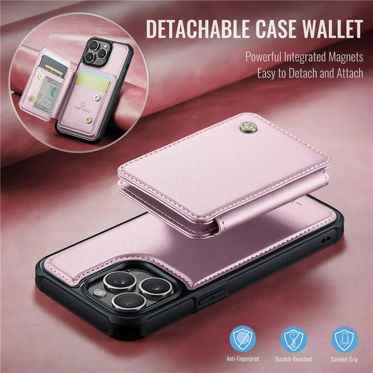 JEEHOOD J05 For iPhone 13 Pro Max Case RFID Blocking Card Bag Leather+TPU Phone Cover