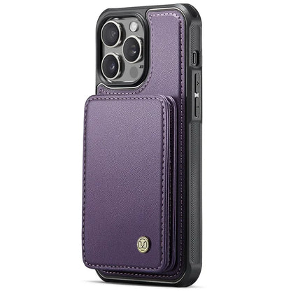 JEEHOOD J05 For iPhone 13 Pro Max Case RFID Blocking Card Bag Leather+TPU Phone Cover