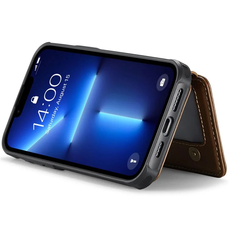 JEEHOOD J05 For iPhone 13 Pro Max Case RFID Blocking Card Bag Leather+TPU Phone Cover