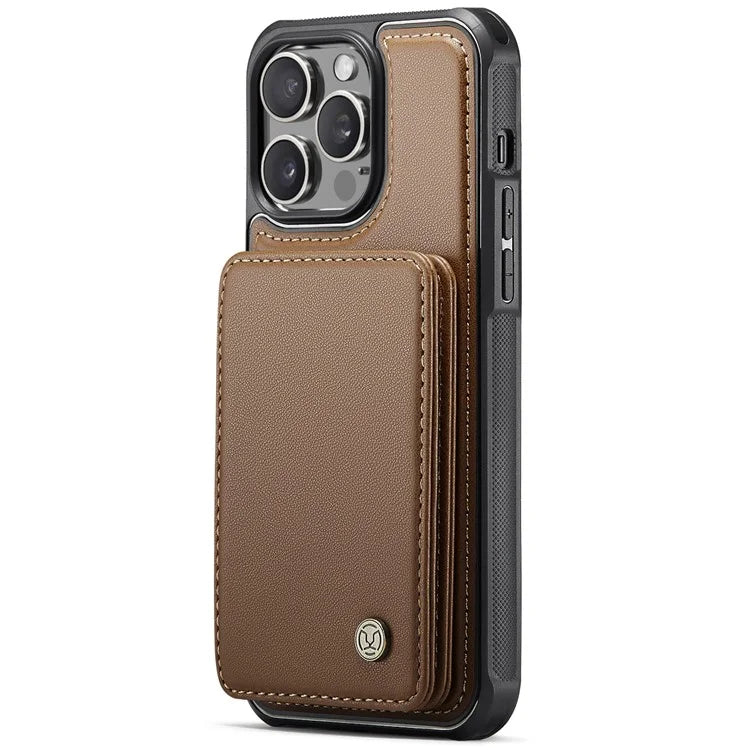 JEEHOOD J05 For iPhone 13 Pro Max Case RFID Blocking Card Bag Leather+TPU Phone Cover