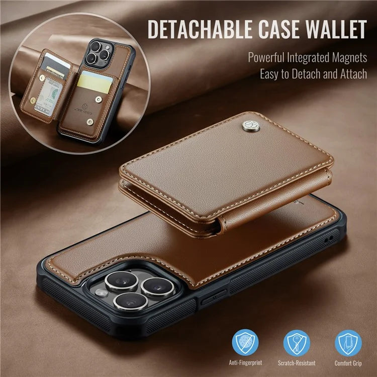 JEEHOOD J05 For iPhone 13 Pro Max Case RFID Blocking Card Bag Leather+TPU Phone Cover