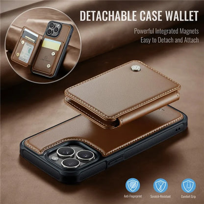 JEEHOOD J05 For iPhone 13 Pro Max Case RFID Blocking Card Bag Leather+TPU Phone Cover