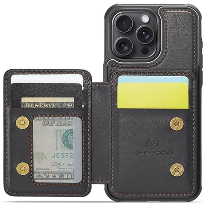 JEEHOOD J05 For iPhone 13 Pro Max Case RFID Blocking Card Bag Leather+TPU Phone Cover