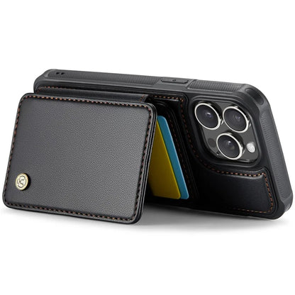 JEEHOOD J05 For iPhone 13 Pro Max Case RFID Blocking Card Bag Leather+TPU Phone Cover