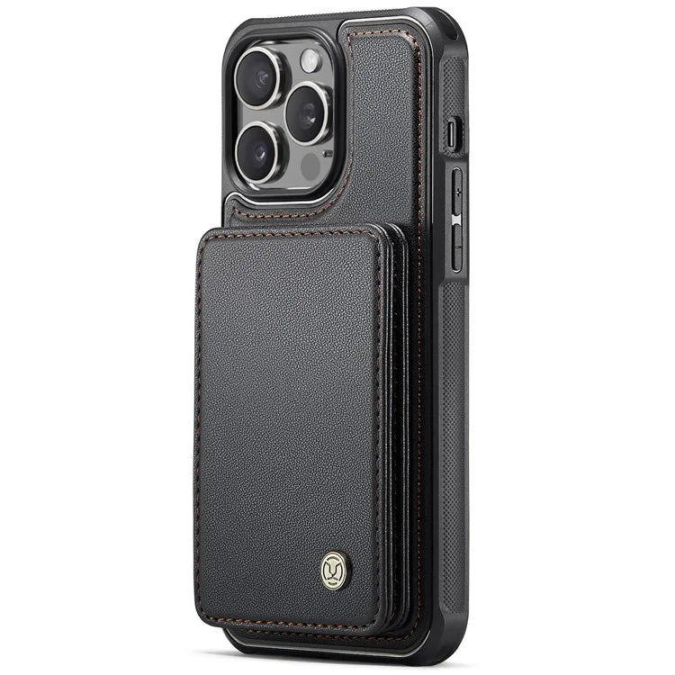 JEEHOOD J05 For iPhone 13 Pro Max Case RFID Blocking Card Bag Leather+TPU Phone Cover