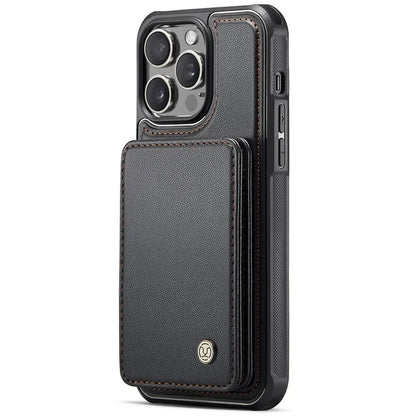JEEHOOD J05 For iPhone 13 Pro Max Case RFID Blocking Card Bag Leather+TPU Phone Cover