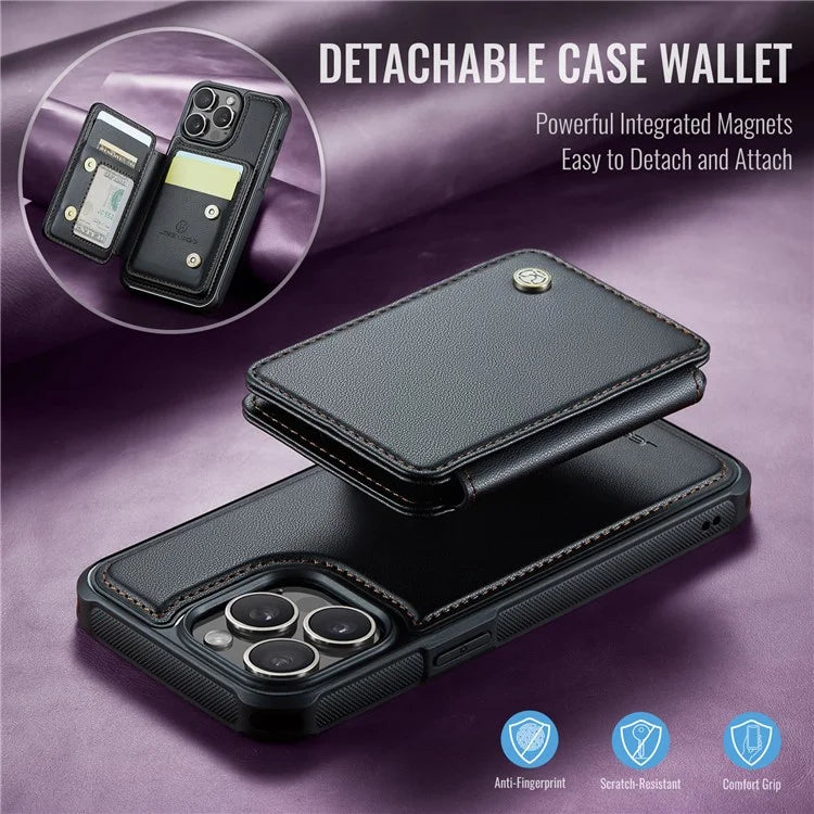 JEEHOOD J05 For iPhone 13 Pro Max Case RFID Blocking Card Bag Leather+TPU Phone Cover