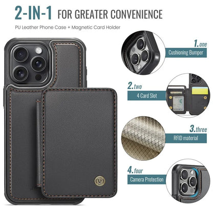 JEEHOOD J05 For iPhone 13 Pro Max Case RFID Blocking Card Bag Leather+TPU Phone Cover