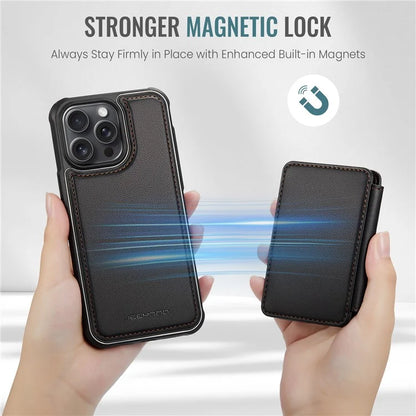 JEEHOOD J05 For iPhone 13 Pro Max Case RFID Blocking Card Bag Leather+TPU Phone Cover