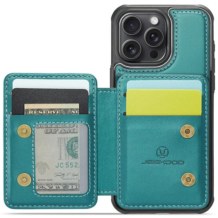 JEEHOOD J05 For iPhone 13 Pro Max Case RFID Blocking Card Bag Leather+TPU Phone Cover