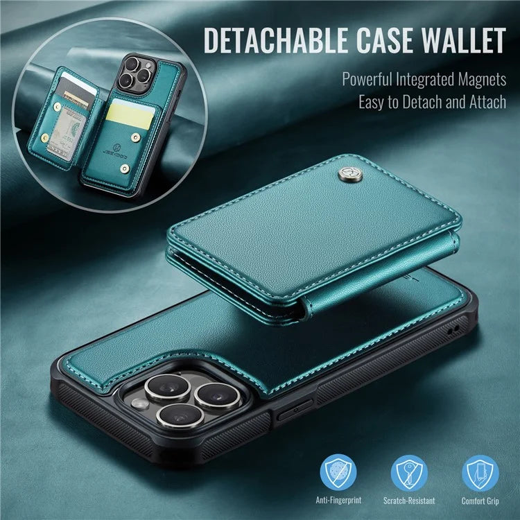 JEEHOOD J05 For iPhone 13 Pro Max Case RFID Blocking Card Bag Leather+TPU Phone Cover