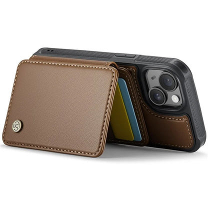 JEEHOOD J05 For iPhone 13 Case Card Slots Leather+TPU Phone Cover Detachable Design