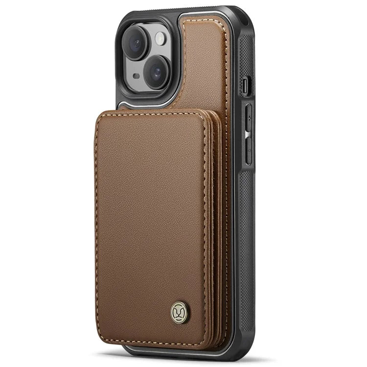 JEEHOOD J05 For iPhone 13 Case Card Slots Leather+TPU Phone Cover Detachable Design