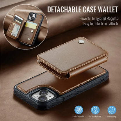 JEEHOOD J05 For iPhone 13 Case Card Slots Leather+TPU Phone Cover Detachable Design