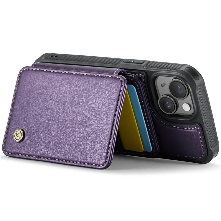 JEEHOOD J05 For iPhone 13 Case Card Slots Leather+TPU Phone Cover Detachable Design