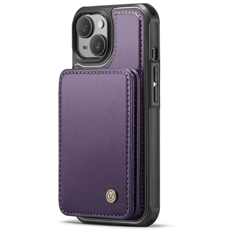 JEEHOOD J05 For iPhone 13 Case Card Slots Leather+TPU Phone Cover Detachable Design