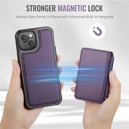 JEEHOOD J05 For iPhone 13 Case Card Slots Leather+TPU Phone Cover Detachable Design