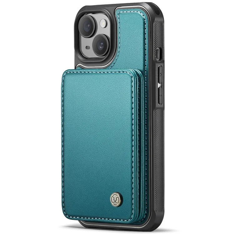JEEHOOD J05 For iPhone 13 Case Card Slots Leather+TPU Phone Cover Detachable Design