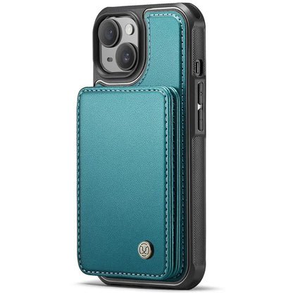 JEEHOOD J05 For iPhone 13 Case Card Slots Leather+TPU Phone Cover Detachable Design