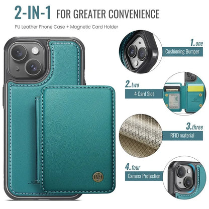 JEEHOOD J05 For iPhone 13 Case Card Slots Leather+TPU Phone Cover Detachable Design