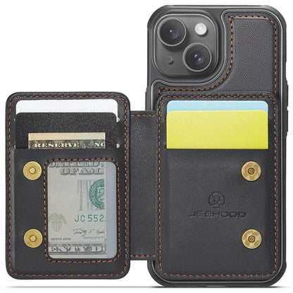 JEEHOOD J05 For iPhone 13 Case Card Slots Leather+TPU Phone Cover Detachable Design