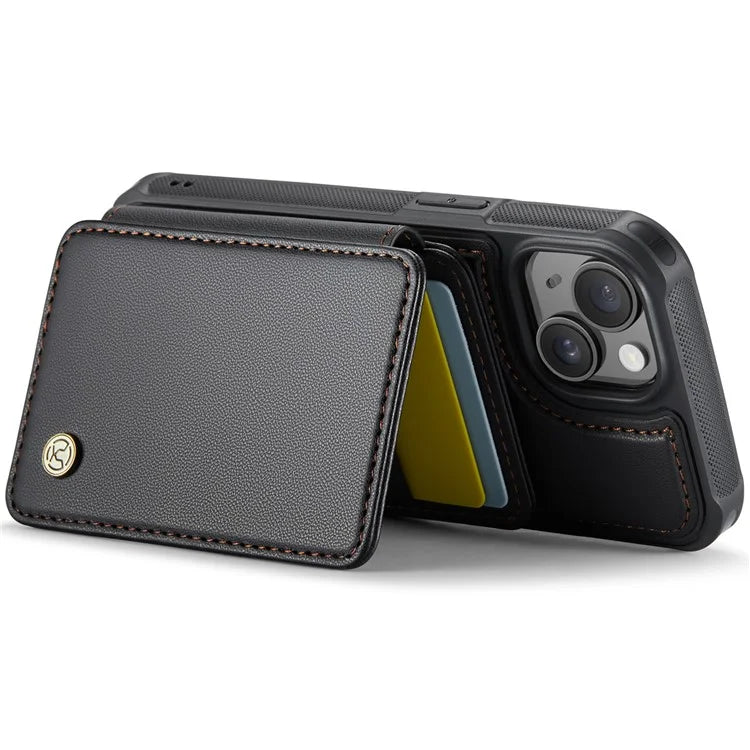 JEEHOOD J05 For iPhone 13 Case Card Slots Leather+TPU Phone Cover Detachable Design