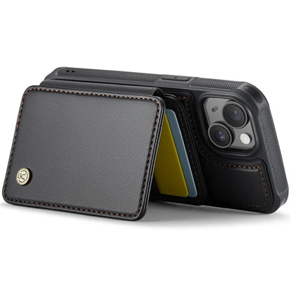 JEEHOOD J05 For iPhone 13 Case Card Slots Leather+TPU Phone Cover Detachable Design