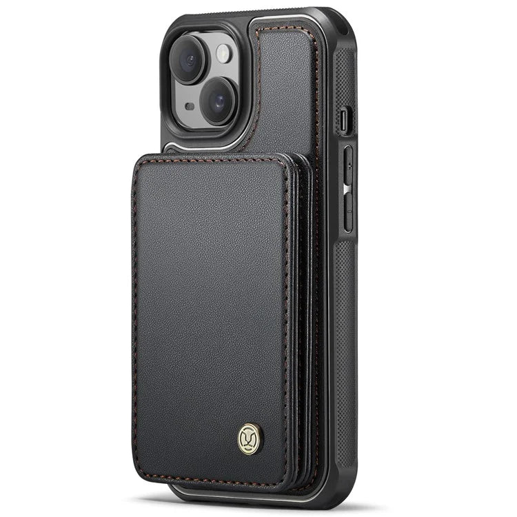 JEEHOOD J05 For iPhone 13 Case Card Slots Leather+TPU Phone Cover Detachable Design