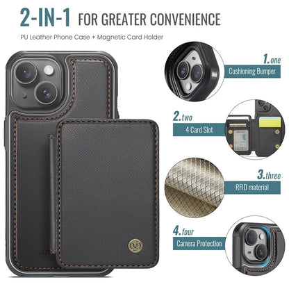 JEEHOOD J05 For iPhone 13 Case Card Slots Leather+TPU Phone Cover Detachable Design