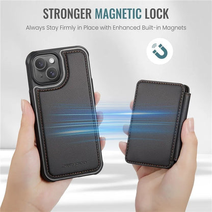 JEEHOOD J05 For iPhone 13 Case Card Slots Leather+TPU Phone Cover Detachable Design