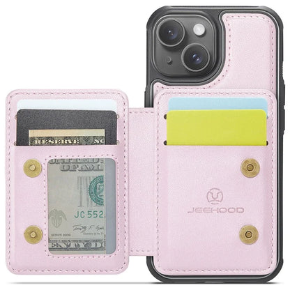 JEEHOOD J05 For iPhone 13 Case Card Slots Leather+TPU Phone Cover Detachable Design