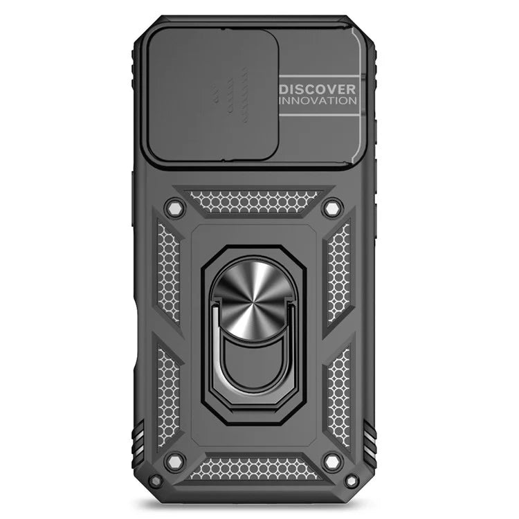 For iPhone 16 Pro Case Ring Kickstand PC+TPU Phone Cover with Camshield