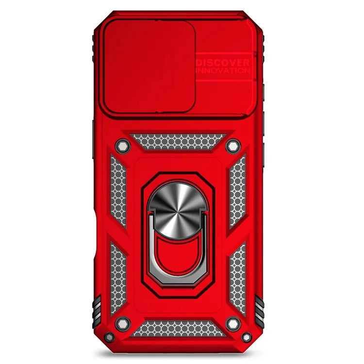 For iPhone 16 Pro Case Ring Kickstand PC+TPU Phone Cover with Camshield