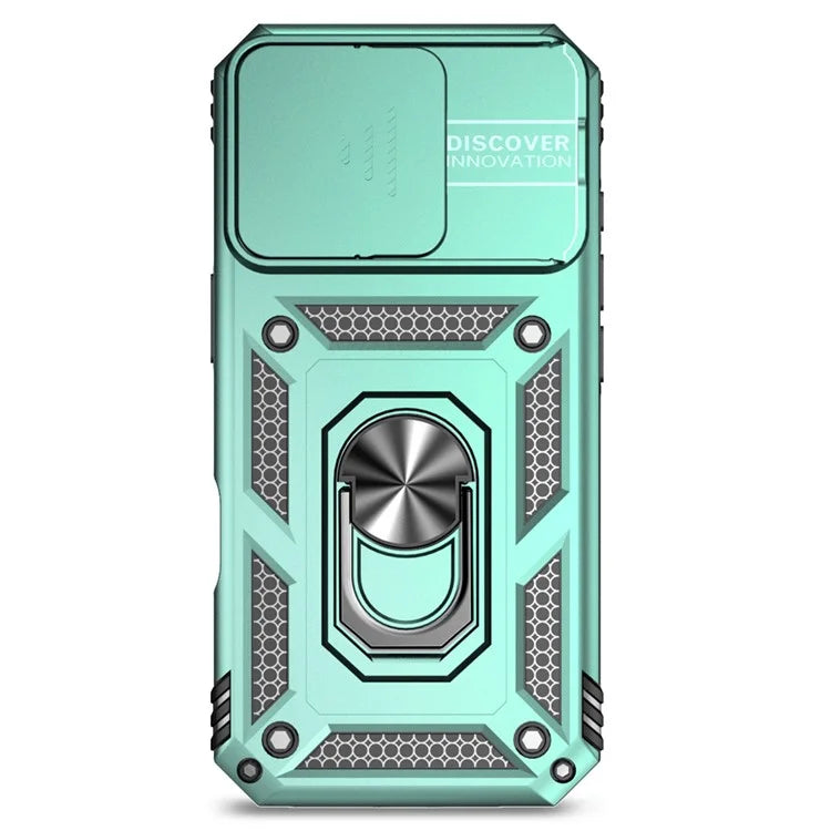 For iPhone 16 Pro Case Ring Kickstand PC+TPU Phone Cover with Camshield