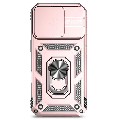 For iPhone 16 Pro Case Ring Kickstand PC+TPU Phone Cover with Camshield