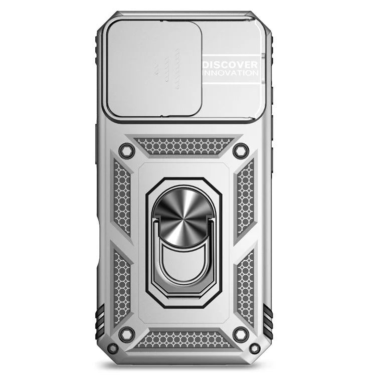 For iPhone 16 Pro Case Ring Kickstand PC+TPU Phone Cover with Camshield