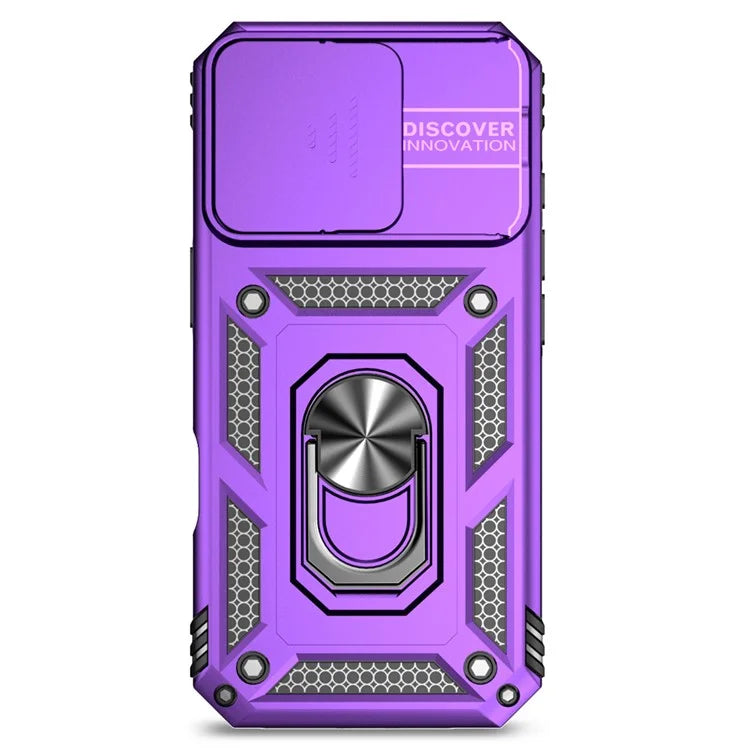 For iPhone 16 Pro Case Ring Kickstand PC+TPU Phone Cover with Camshield